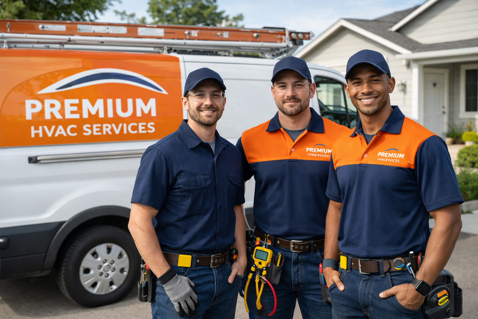 AI HVAC USA team in front of service van